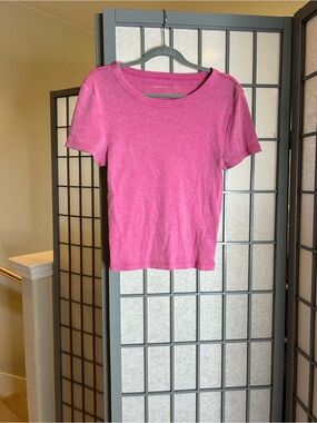 American Eagle Outfitters Bright Pink Short Sleeve Crewneck Tee